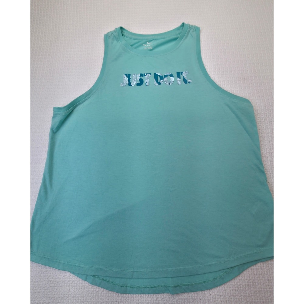 Nike Tank Top Women Large Teal Blue Just Do It Graphic